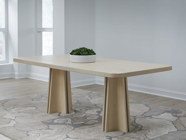 Zinnia Ash Wood Double Pedestal Dining Table in White Sand alternate view