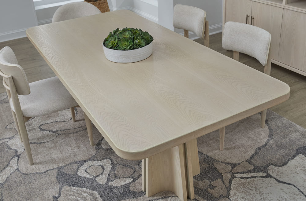 Zinnia Ash Wood Double Pedestal Dining Table in White Sand - View 2