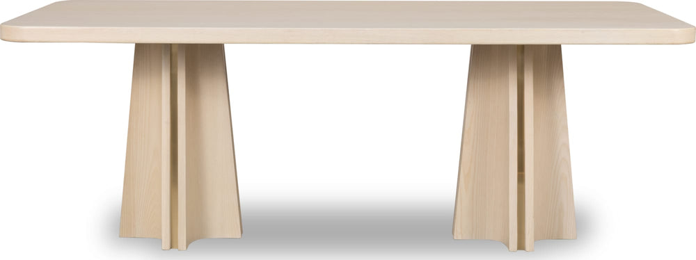 Zinnia Ash Wood Double Pedestal Dining Table in White Sand - View 3