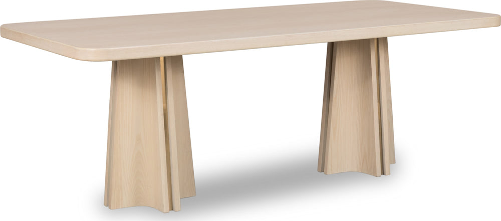 Zinnia Ash Wood Double Pedestal Dining Table in White Sand - View 4