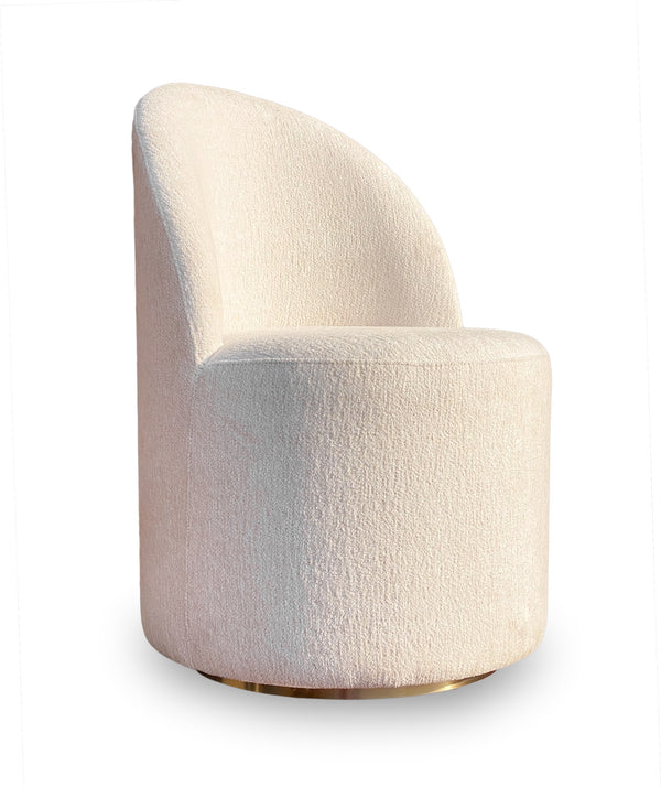 Zinnia Fully Upholstered Swivel Chair in Dune Chenille - View 3