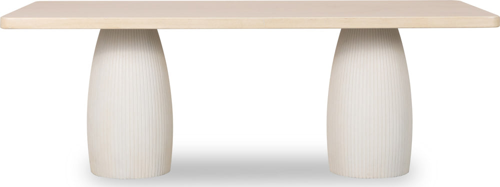Zinnia Plaster Base Wood Top Dining Table in White Sand and Ivory - View 3