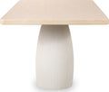 Zinnia Plaster Base Wood Top Dining Table in White Sand and Ivory