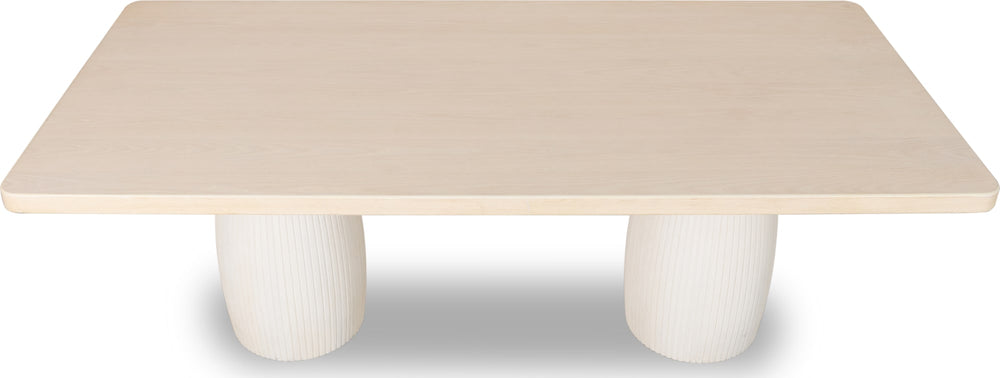 Zinnia Plaster Base Wood Top Dining Table in White Sand and Ivory - View 6