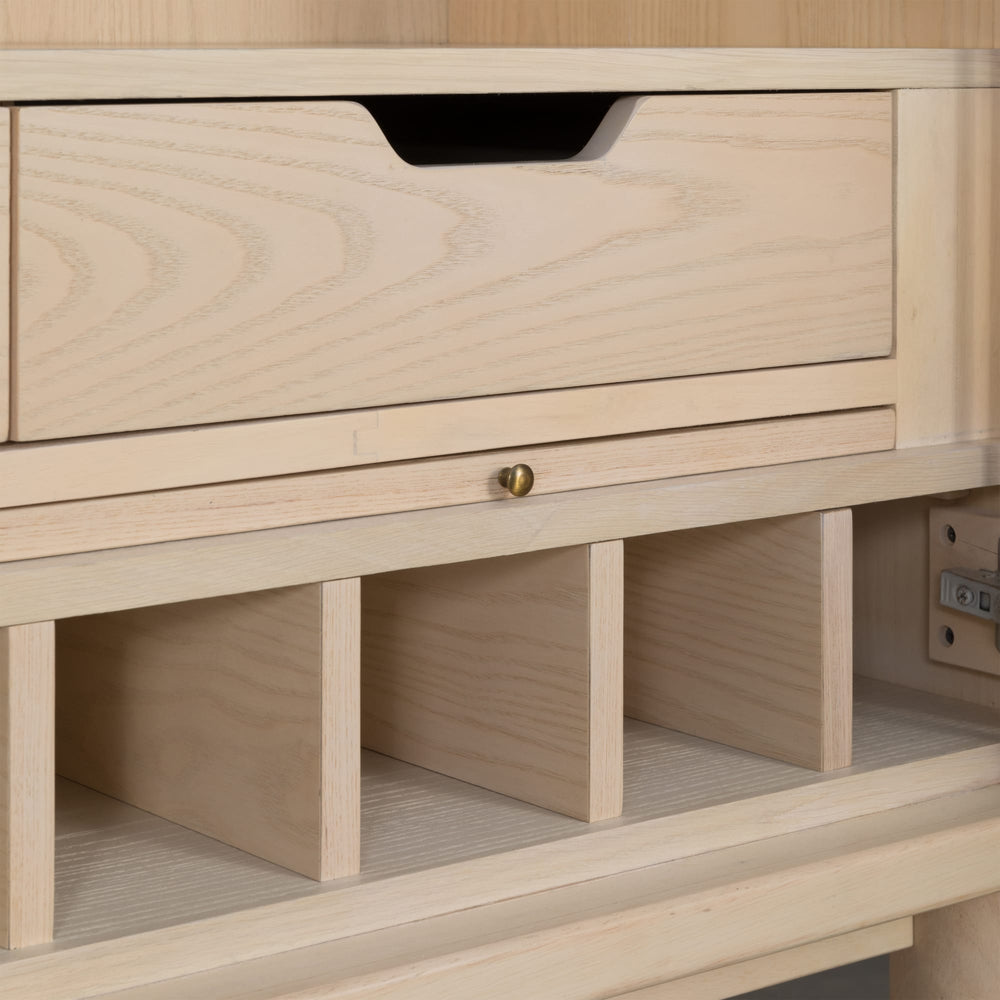 Zinnia Two Door Ash Wood Bar Cabinet in White Sand - View 8