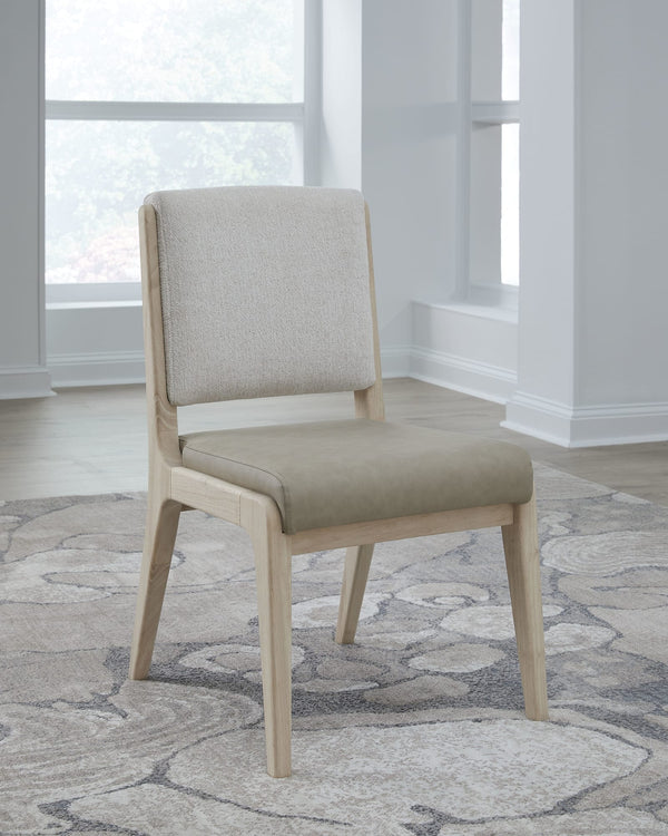 Zinnia Upholstered Dining Chair in White Sand, Buttermilk Leather and Dune Chenille alternate view