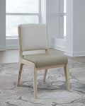 Zinnia Upholstered Dining Chair in White Sand, Buttermilk Leather and Dune Chenille