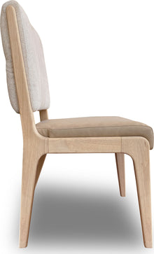 Zinnia Upholstered Dining Chair in White Sand, Buttermilk Leather and Dune Chenille - View 4
