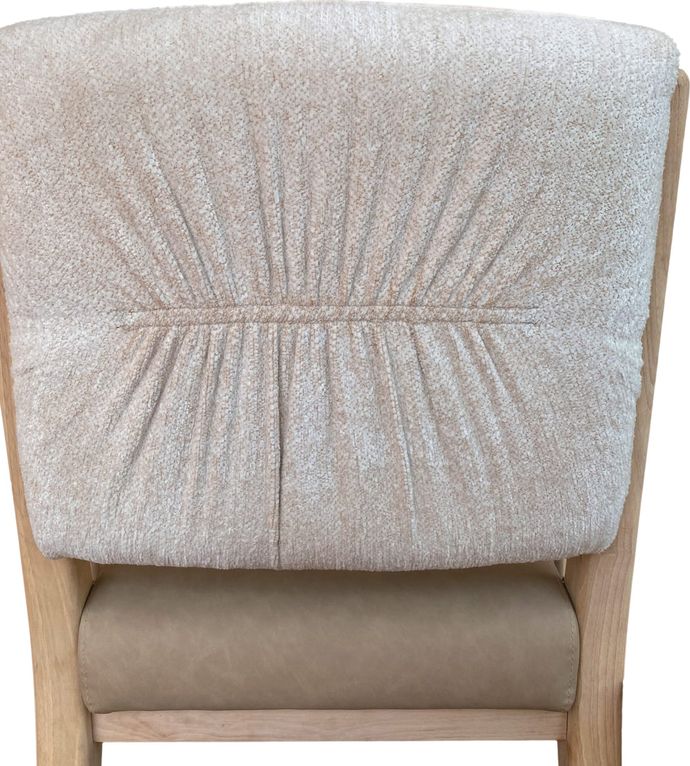 Zinnia Upholstered Dining Chair in White Sand, Buttermilk Leather and Dune Chenille - View 6