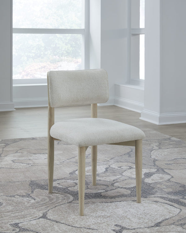 Zinnia Wood Back Dining Chair in White Sand and Dune Chenille alternate view