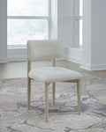 Zinnia Wood Back Dining Chair in White Sand and Dune Chenille