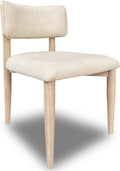 Zinnia Wood Back Dining Chair in White Sand and Dune Chenille