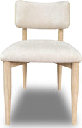 Zinnia Wood Back Dining Chair in White Sand and Dune Chenille