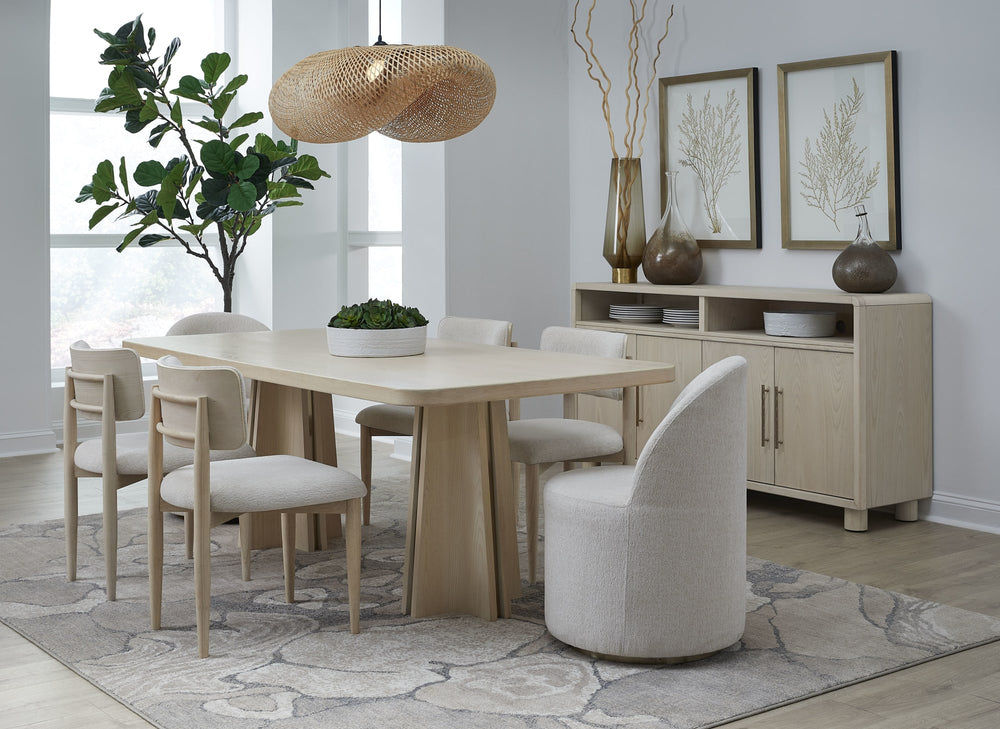 Zinnia Wood Back Dining Chair in White Sand and Dune Chenille - View 9