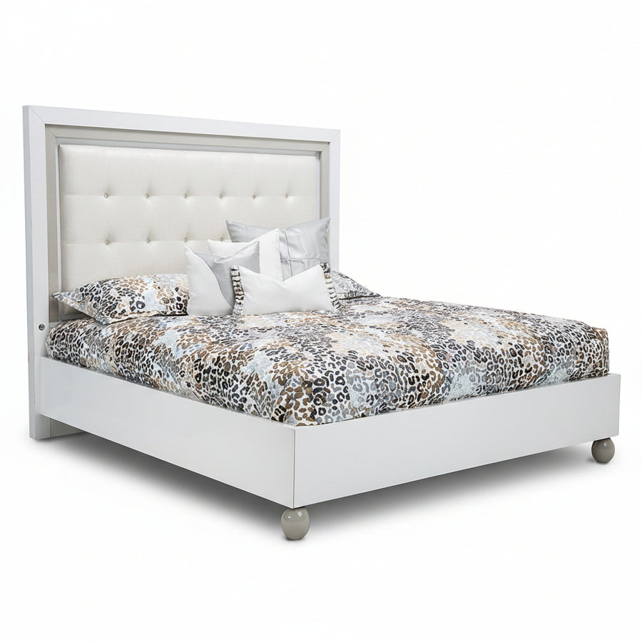 Tower Cloud Queen Panel White Bed