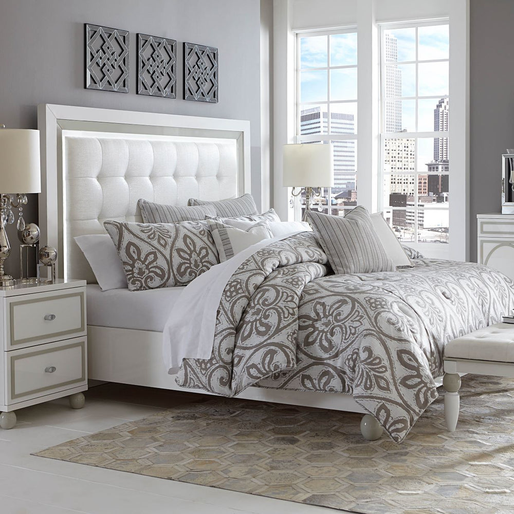 Tower Cloud Queen Panel White Bed