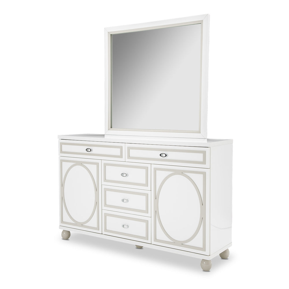 Tower Cloud White Dresser With Mirror
