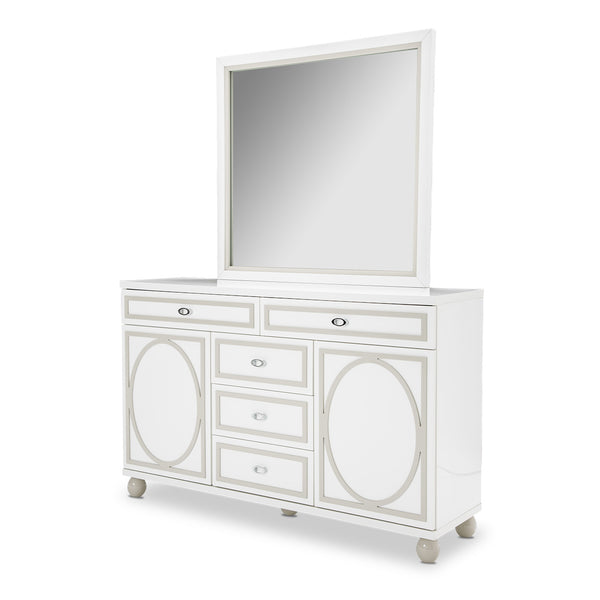 Tower Cloud White Dresser With Mirror