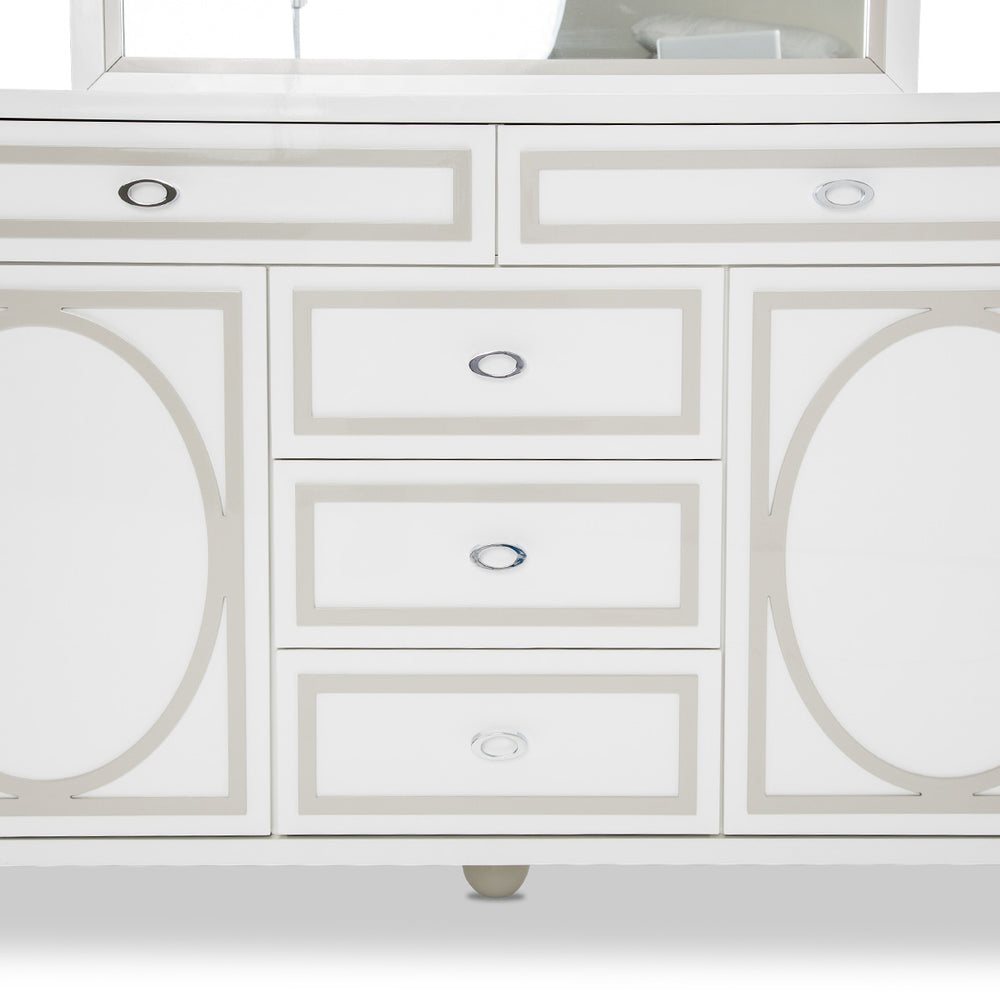 Tower Cloud White Dresser With Mirror