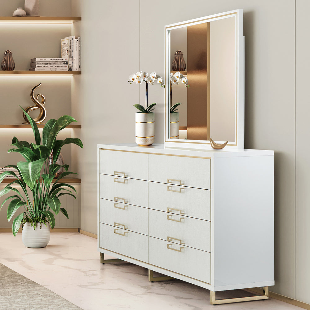 Golden Palm Dresser with Mirror