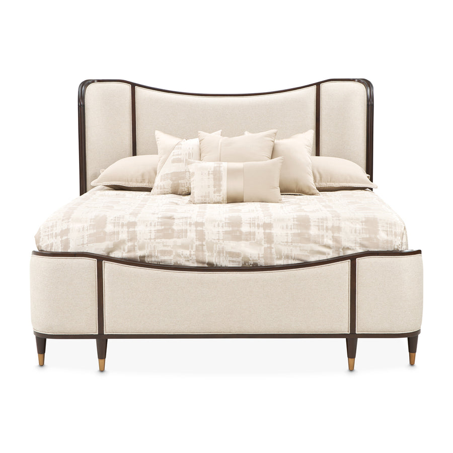 Camellia Field Upholstered Bed - Warm Pecan