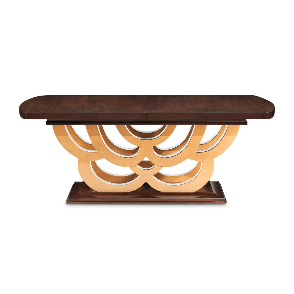 Camellia Field Rectangular Pedestal Dining Table - Warm Pecan