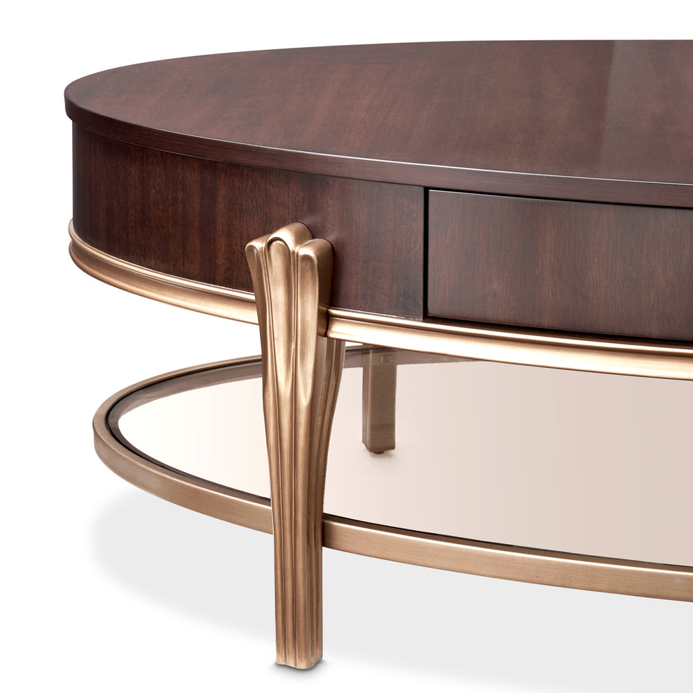 Camellia Field Oval Cocktail Table - Warm Pecan