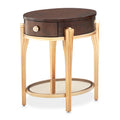 Camellia Field Round End Table with Drawer - Warm Pecan