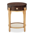 Camellia Field Round End Table with Drawer - Warm Pecan