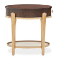 Camellia Field Round End Table with Drawer - Warm Pecan