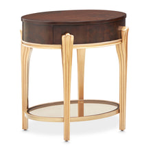 Camellia Field Round End Table with Drawer - Warm Pecan
