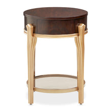 Camellia Field Round End Table with Drawer - Warm Pecan