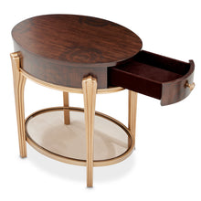 Camellia Field Round End Table with Drawer - Warm Pecan