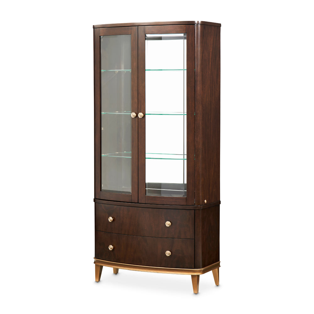 Camellia Field Display Cabinet 2pc - Warm Pecan