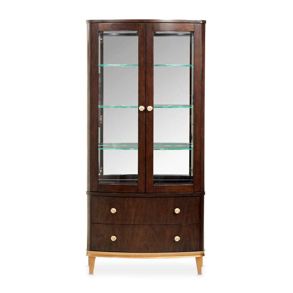 Camellia Field Display Cabinet 2pc - Warm Pecan