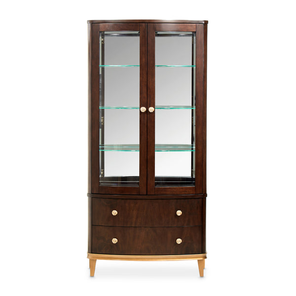Camellia Field Display Cabinet 2pc - Warm Pecan