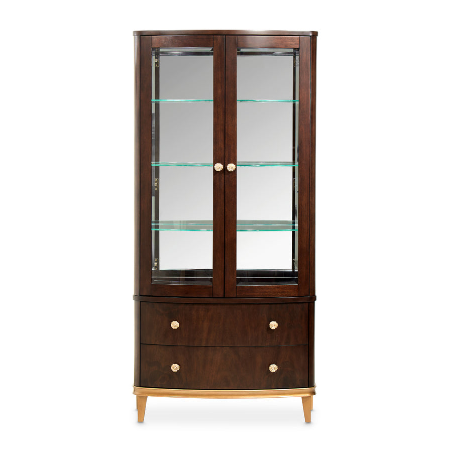 Camellia Field Display Cabinet 2pc - Warm Pecan