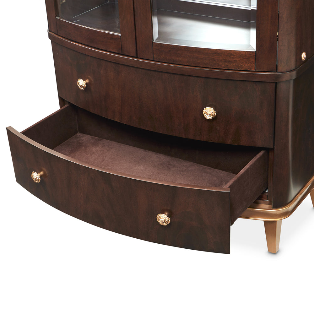 Camellia Field Display Cabinet 2pc - Warm Pecan