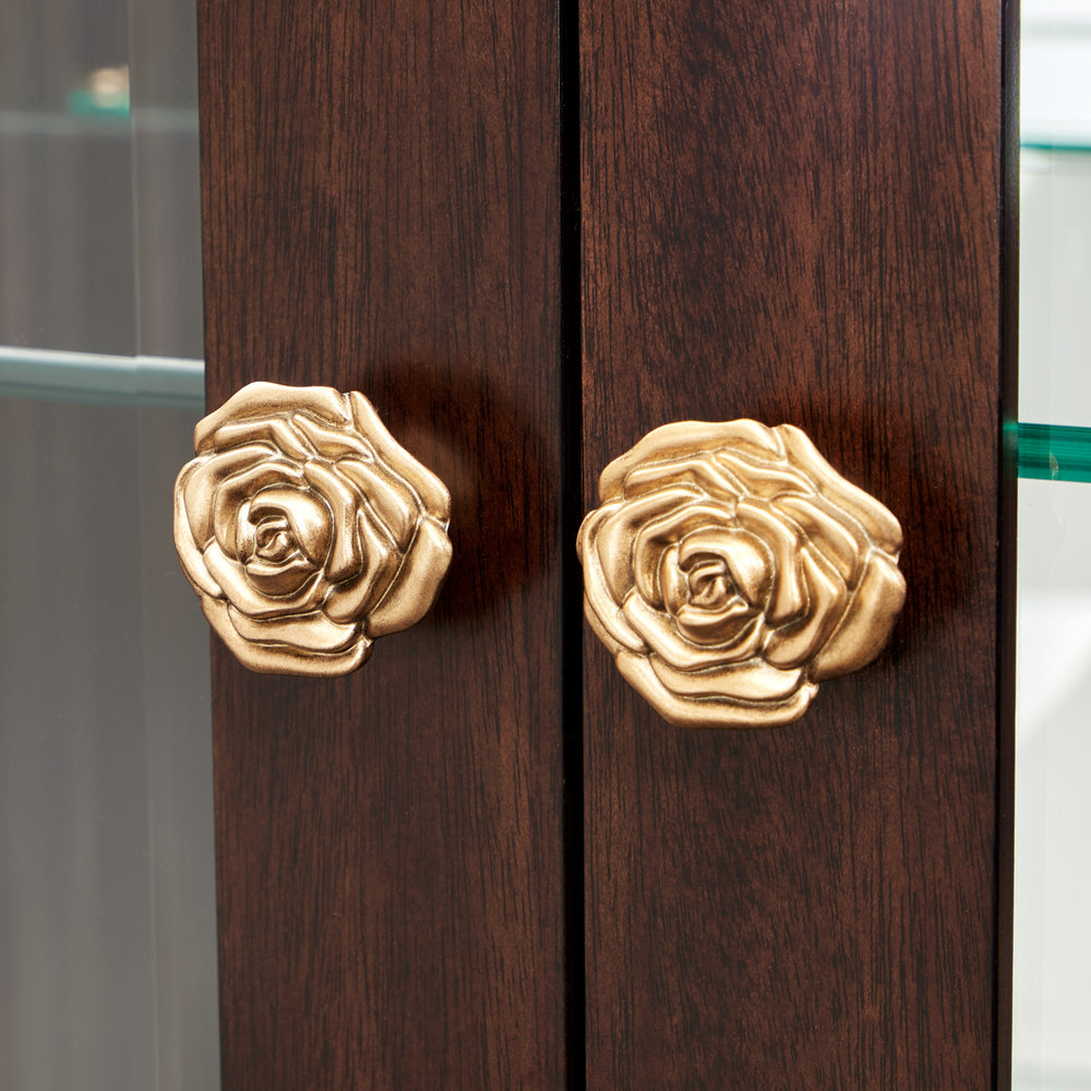 Camellia Field Display Cabinet 2pc - Warm Pecan