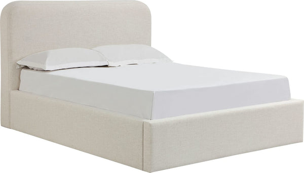 Off-White Upholstered Platform Bed in Whipped Honey Linen (2026) - View 2