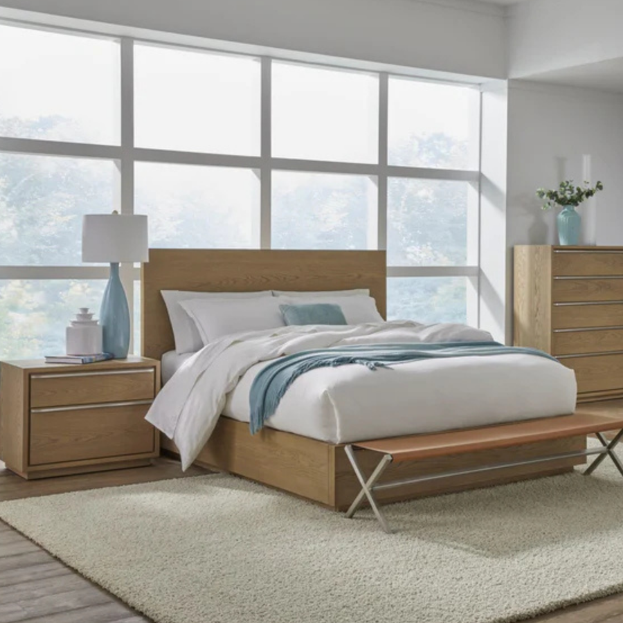 Onyx Coastal Modern Platform Bed in Bisque Complete Room
