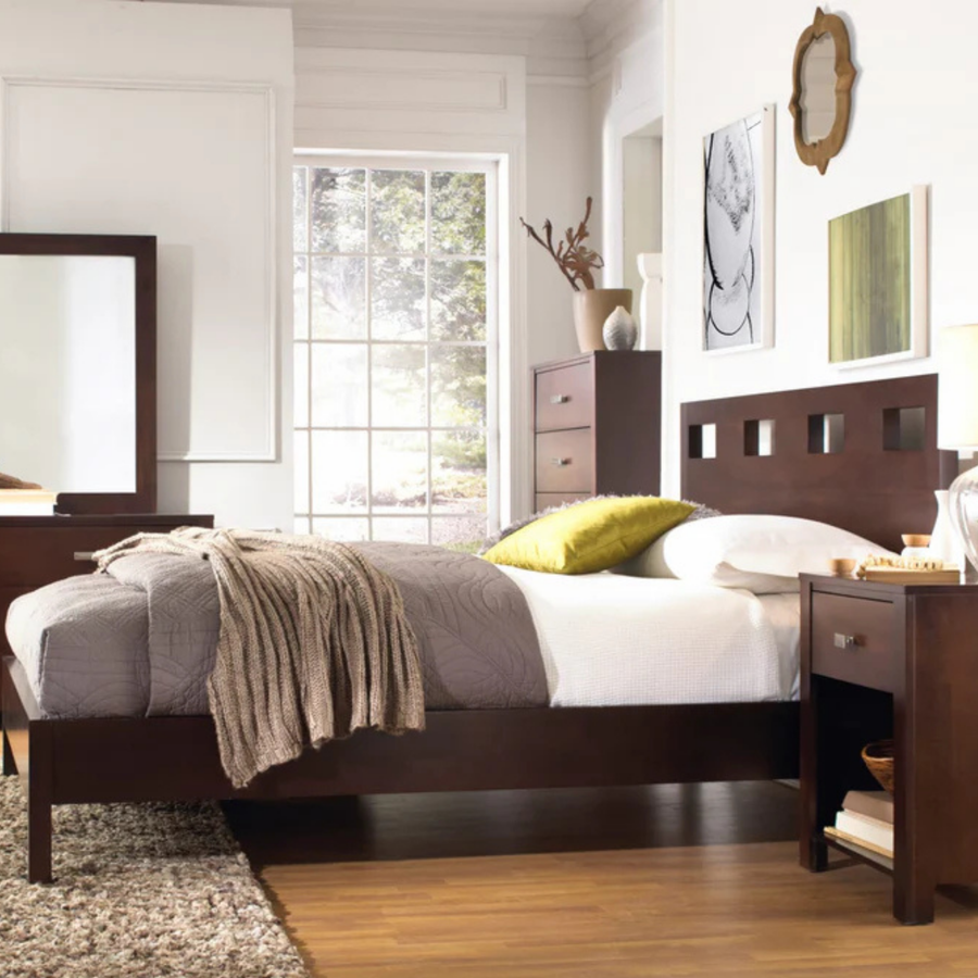 Riva Wood Bed in Chocolate Brown Complete Room