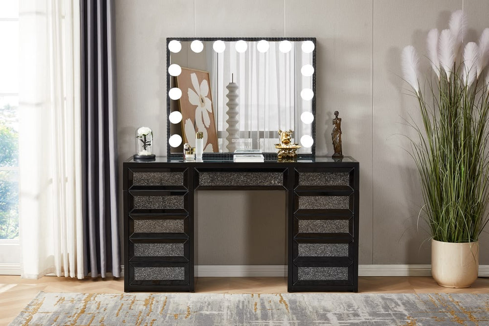 Runway 11 Drawer Vanity Glossy Black Laquear Finish