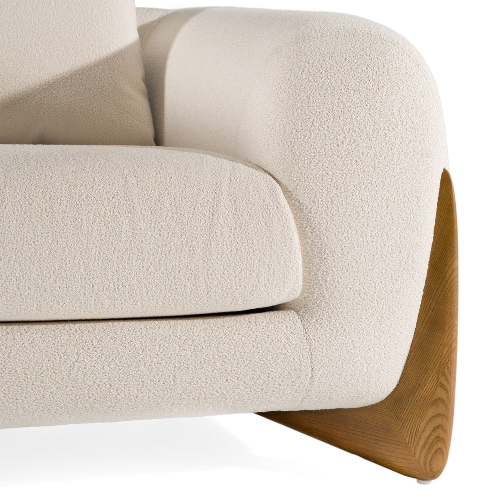 Han Contemporary Cream Fabric and Walnut Lounge Chair