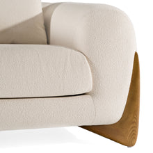 Han Contemporary Cream Fabric and Walnut Lounge Chair