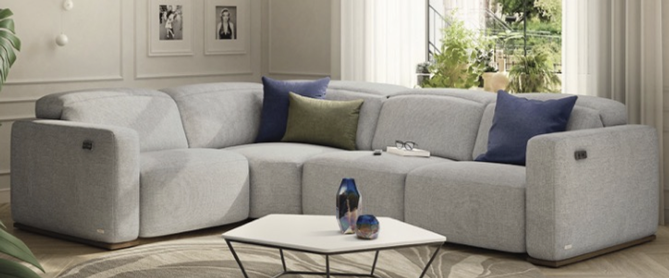 BALTIMORA Power Dual Recliner 5pc Sectional by Natuzzi Complete Room