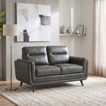 Graphite Top-Grain Leather Loveseat