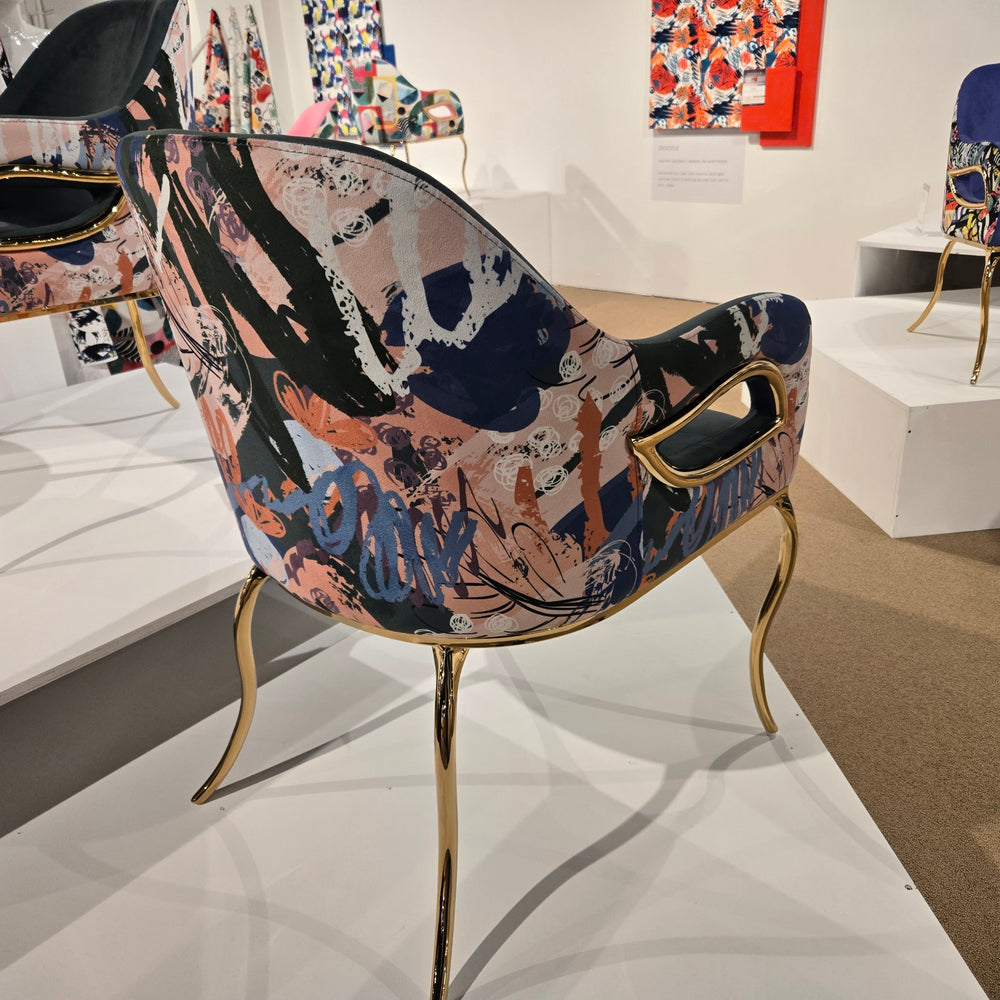 Brushstroke slate green Studio Art accent chair, back view