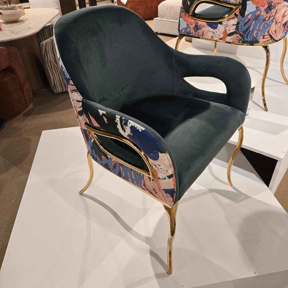 Brushstroke slate green Studio Art accent chair, front view