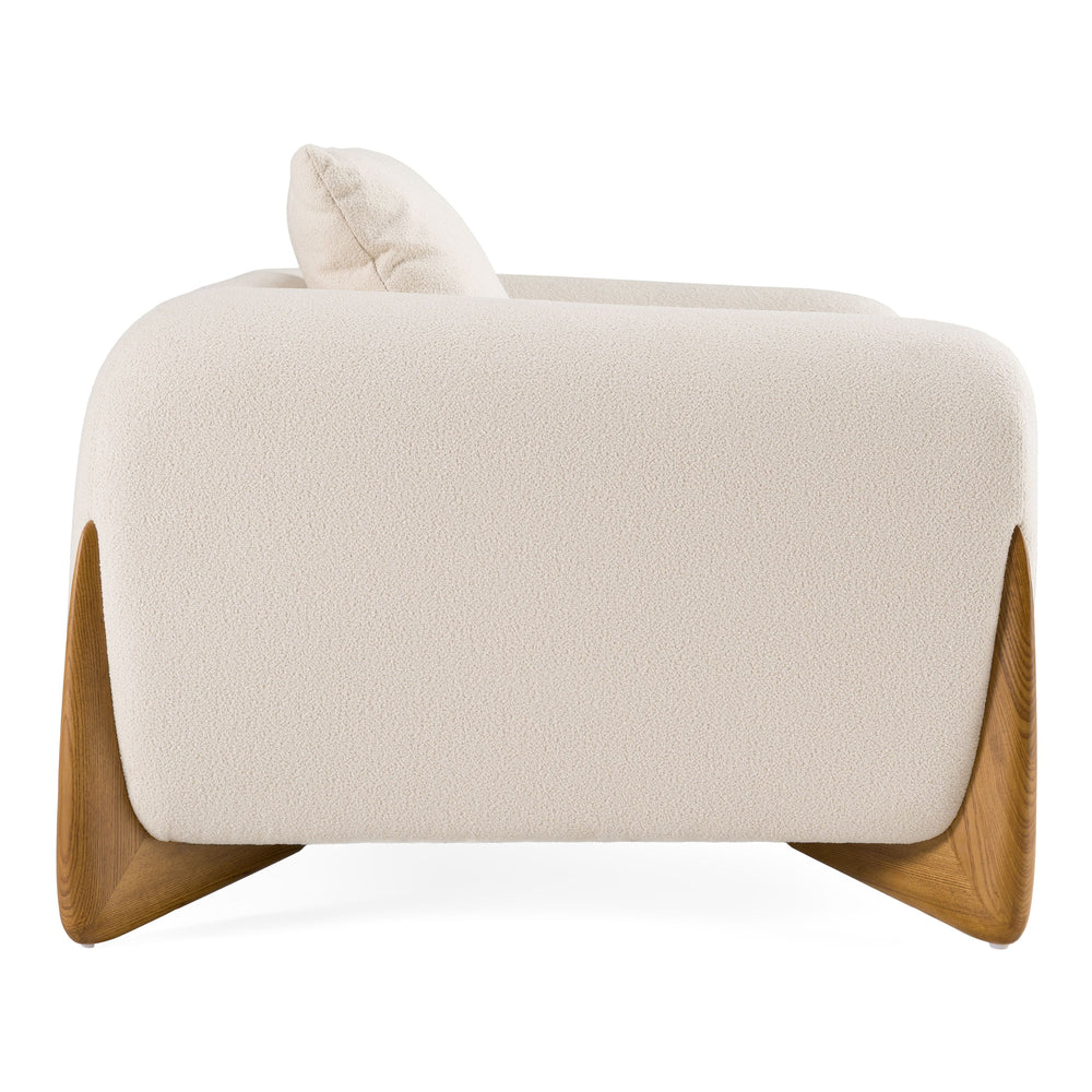 Han Contemporary Cream Fabric and Walnut Lounge Chair